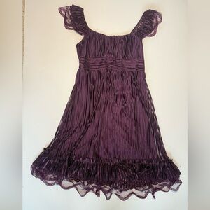 Deep Purple Knee Length Dress Size 10 Flowy Romantic Fairy Ruffle Party dress